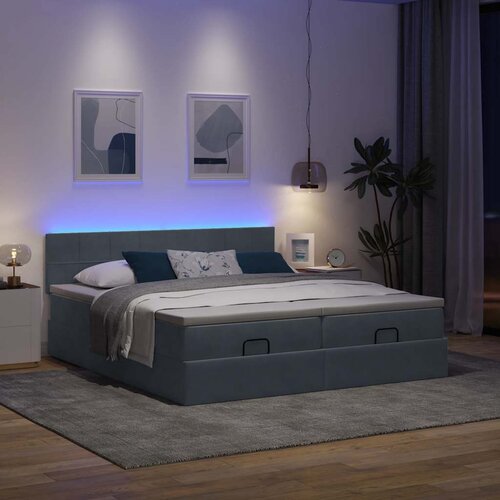 VidaXL Otomanski posteljni okvir z vzmetnicami siv 180x200cm žamet Slike