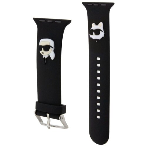 Karl Lagerfeld silikonski pašček za uro za apple watch 38 / 40 / 41 mm - heads - črn - klawmslkcnk Cene