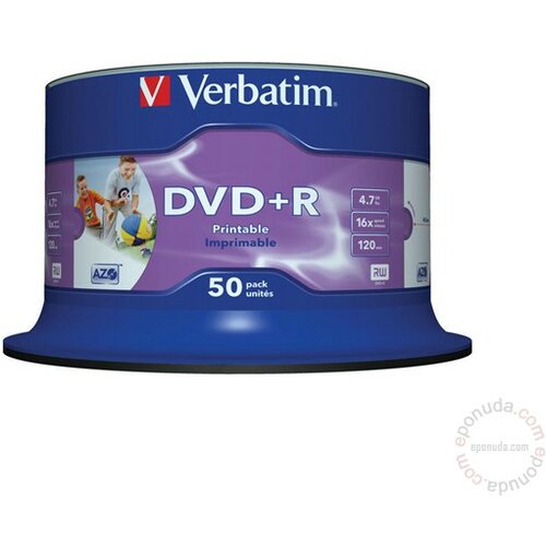 Verbatim DVD+R PRINTABLE 4.7GB 16X 43651 disk Slike