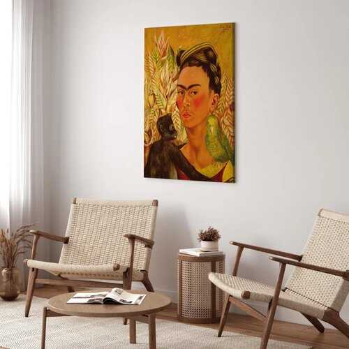  Slika - Frida Kahlo – Self-Portrait with Monkey and Parrot 20x30 Na talijanskom platnu Cene