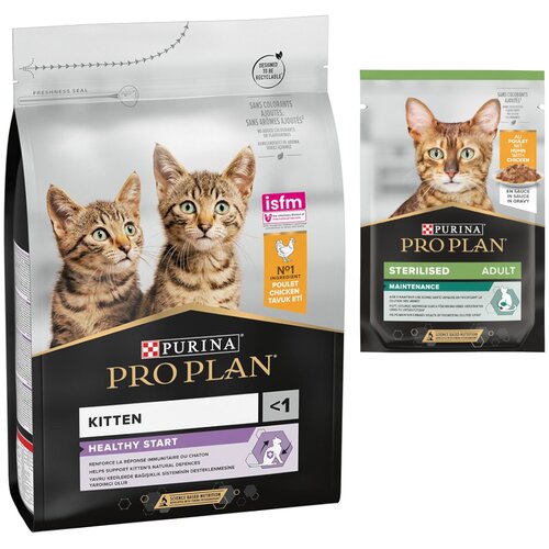 Pro Plan suha mačja hrana + 6 x 85 g mokre hrane gratis! - Original Kitten Healthy Start pi&scaron;čanec (3 kg) + Pi&scaron;čanec (6 x 85 g) Cijene