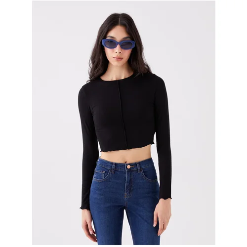 LC Waikiki Crew Neck Straight Long Sleeve Crop Women's T-Shirt.