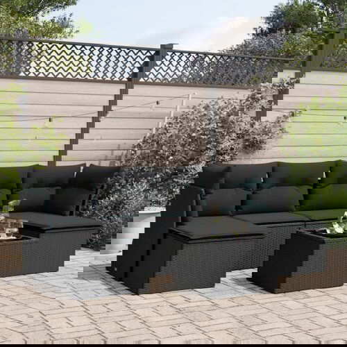 VidaXL 7-dijelni set vrtnih sofa od poliratana s jastucima crni Slike