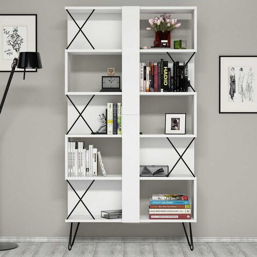 Woody Fashion polica za knjige extra white Slike