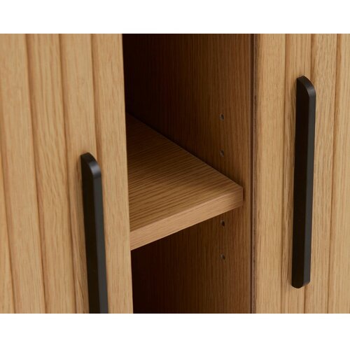 Unique Furniture Komoda v hrastovem dekorju z drsnimi vrati v naravni barvi 120x76x45 cm Nola &amp;ndash; Slike