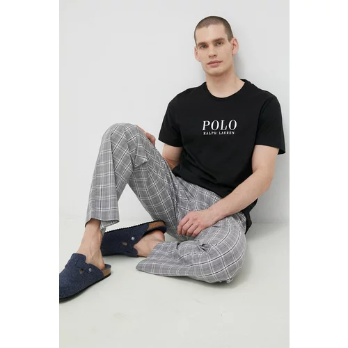 Polo Ralph Lauren Bombažen pižama t-shirt črna barva