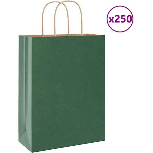  Papirnate vrećice 250 kom s ručkama zelene 26x12x35 cm Cene