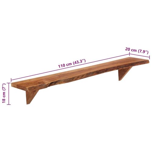 VidaXL Zidne police 2 kom 110 x 20 x 18 cm od masivnog bagremovog drva Slike