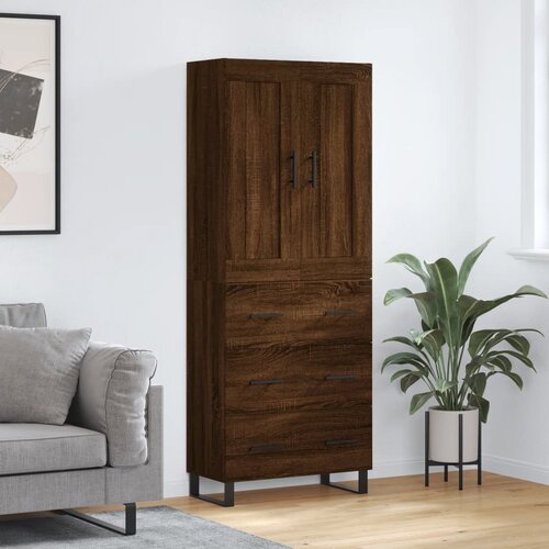 VidaXL Visoka komoda rjav hrast 69,5x34x180 cm inženirski les Slike