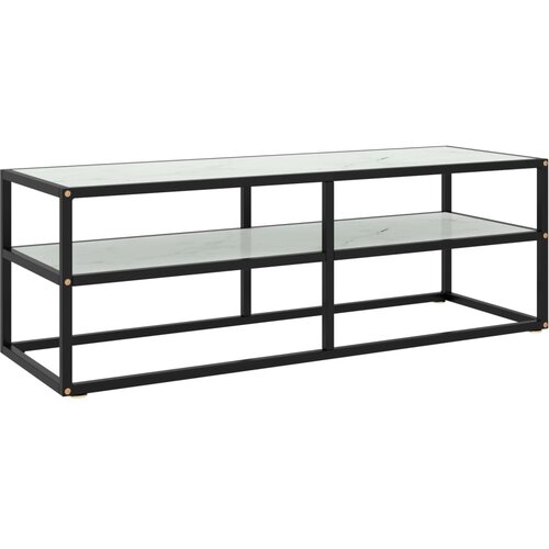 TV ormarić crni s bijelim mramornim staklom 120 x 40 x 40 cm Slike