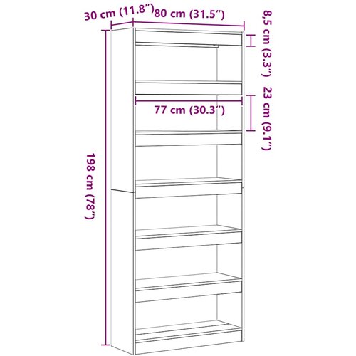  za knjige s policom Betonski sivi 80 x 30 x 198 cm Slike