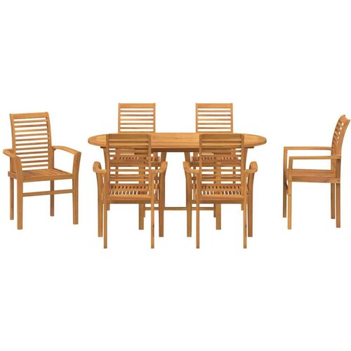 VidaXL 7-dijelni vrtni set za objedovanje od masivnog drva teak Slike