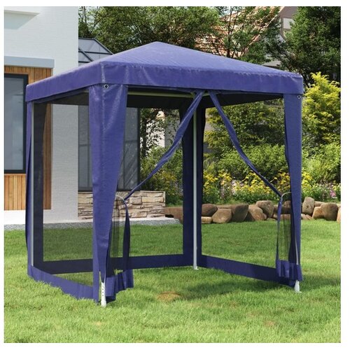  Vrtni &amp;scaron;otor s 4 mrežastimi stranicami moder 2x2 m HDPE Slike
