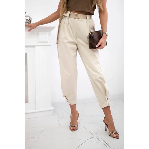 Kesi Włoski Summer Punto trousers with leg closure dark beige Slike