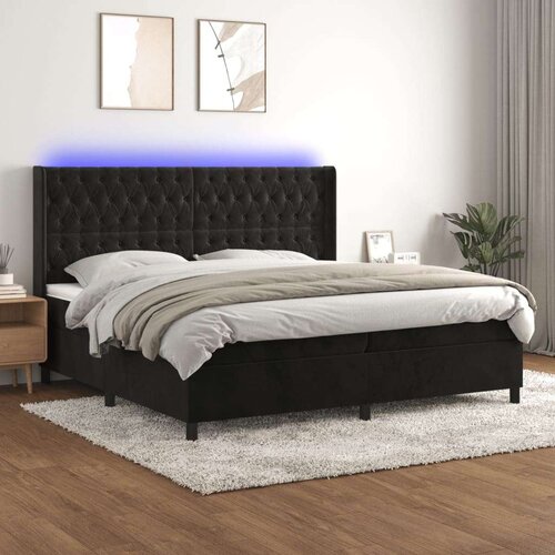  Box spring postelja z vzmetnico LED črna 200x200 cm žamet, (20761315) Slike