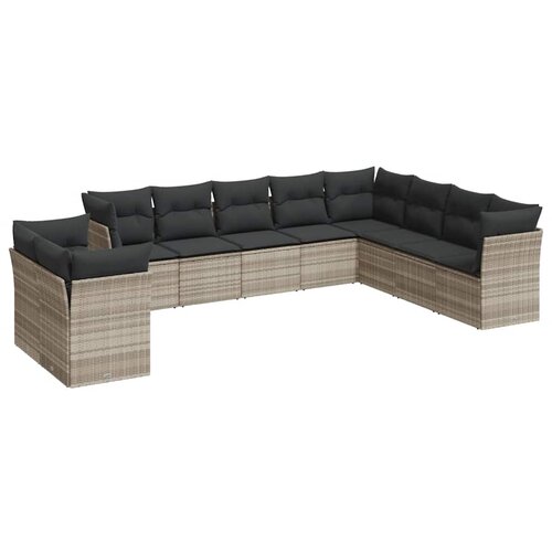  10-dijelni set vrtnih sofa poliratan s jastucima svijetlosivi Slike