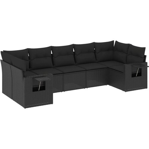 Maison Chic Seti vrtnega pohištva - Vrtna garnitura - Vrtni pohištvo set 7-delna z blazinami črn poli ratan, (21802223) Cene