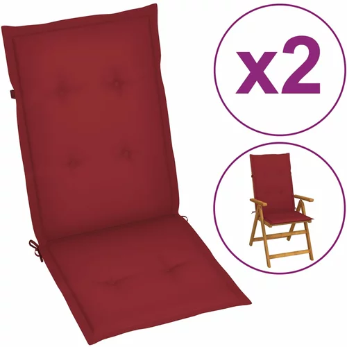 vidaXL jastuci za vrtne stolice 2 kom crvena boja vina 120 x 50 x 3 cm