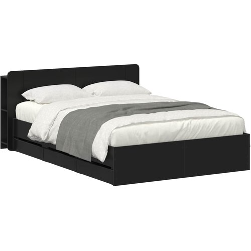  Okvir kreveta s pohranom Crna 150 x 200 cm Konstruirano drvo Slike