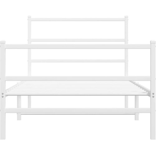 Metalni okvir kreveta s uzglavljem i podnožjem bijeli 100x200cm Slike