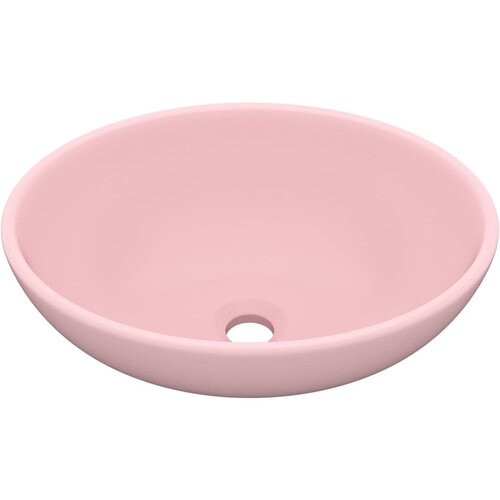 Maison Chic Razkošen Umivalnik - Kopalna umivalnik - Lavabo ovalen mat roza 40x33 cm keramičen, (21684592) Cene