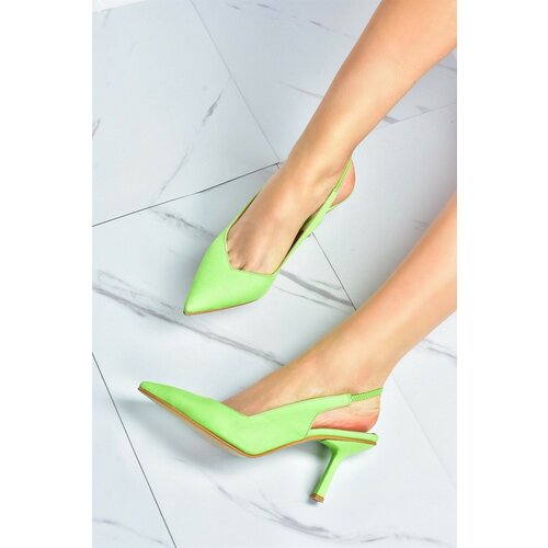 Fox Shoes pistachio green satin fabric women's heeled shoes Slike
