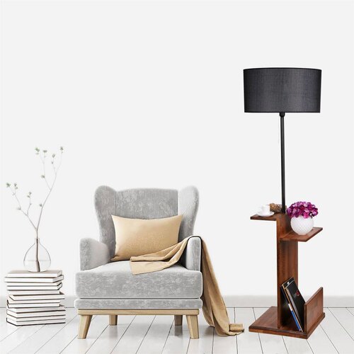 Opviq Vezir Siyah Lambader Silindir Hasır Siyah Abajurlu Black Floor Lamp Slike