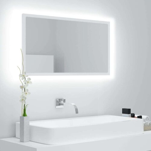 vidaXL LED kupaonsko ogledalo bijelo 80x8,5x37 cm konstruirano drvo Cene