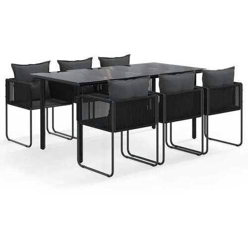  7-dijelni vrtni blagovaonski set crni Cijene
