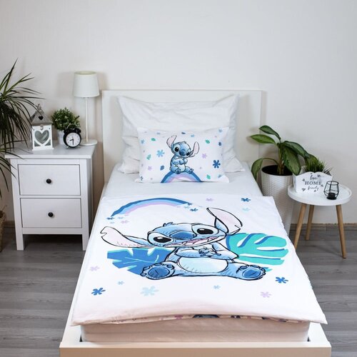 Jerry Fabrics Bela/modra bombažna otro&amp;scaron;ka posteljnina za otro&amp;scaron;ko posteljico 135x100 cm Lilo and Stitch &amp;quot;Rainbow&amp;quot; &amp;ndash; Slike