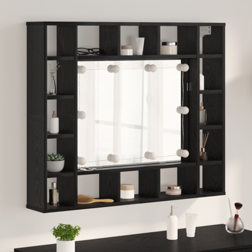 vidaXL Ogledalo ormar Crni hrast 91 x 15 x 76.5 cm Konstruirano drvo Cene