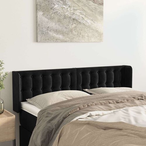  Vzglavje z u&amp;scaron;esi črno 147x16x78/88 cm žamet, (20794646) Slike