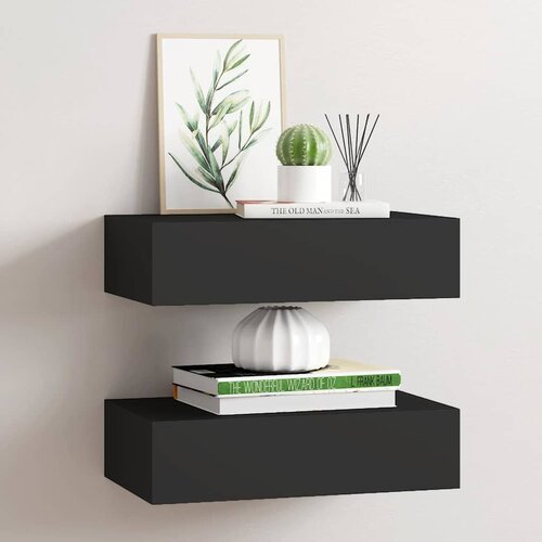  Zidne police s ladicom 2 kom crne 40 x 23,5 x 10 cm MDF Cijene