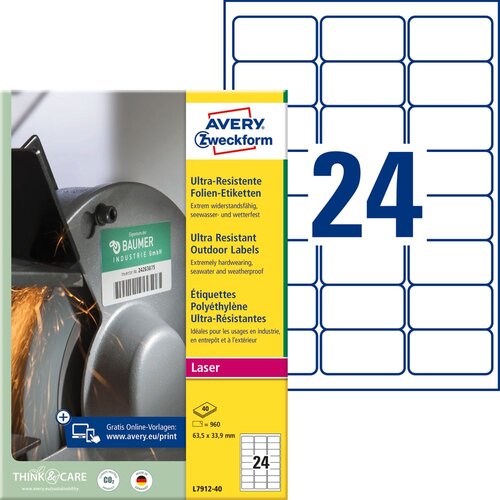 Avery Zweckform naljepnice bijele 63,5 x 33,9 mm 40 listova Slike