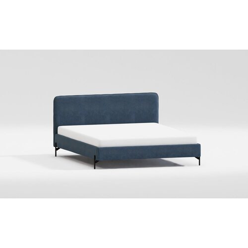 Ropez Temno modra oblazinjena zakonska postelja z letvenim dnom 200x200 cm Barker &amp;ndash; Slike