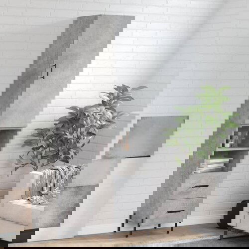 vidaXL Visoka omara betonsko siva 34,5x34x180 cm inženirski les Cene