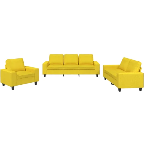 vidaXL 3-dijelni set sofa svjetložuti od tkanine