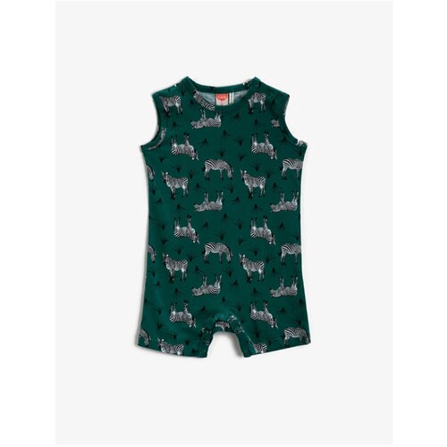 Koton Boy Green Patterned Zebra Printed Jumpsuit Sleeveless Slike