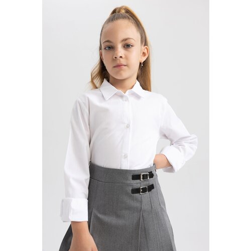 Defacto Girls White Poplin Long Sleeve School Shirt Slike