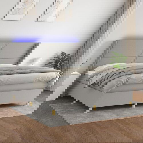  The Living Store Box spring postelja z vzmetnico LED sv. siva 160x200 cm blago - Box Spring Postelja, (21501235) Slike