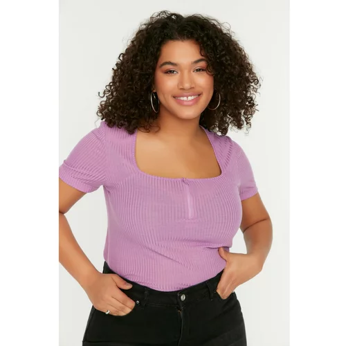 Trendyol Curve Lilac Zipper Knitted Blouse