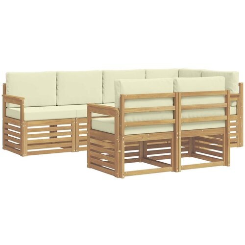  Set vanjskih sofa 7 pcs Bijela i krem 247 x 128,5 x 73 cm Slike