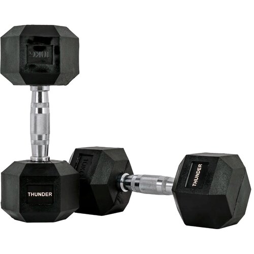 THUNDER Heksagonalna utež &reg; 10 kg &ndash; gumirana, proti zdrsu, za domači in profesionalni trening, (5000090241) Cene