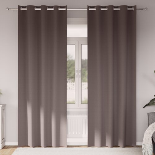 vidaXL Zavjese sa zavjesama 2 pcs Tamno smeđa 225 x 140 cm Poliester Cene