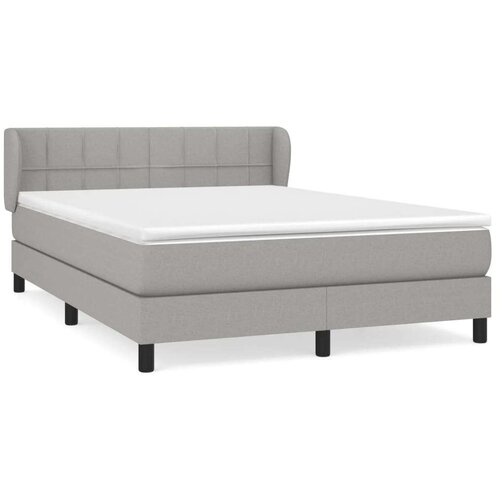  Krevet s oprugama i madracem svjetlosivi 140x190 cm od tkanine Slike
