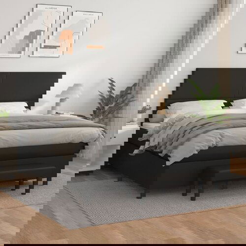 VidaXL Krevet s oprugama i madracem crni 180 x 200 cm od umjetne kože Slike