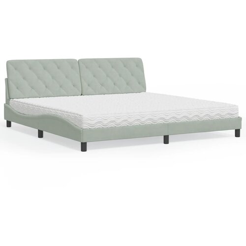 vidaXL Postelja z vzmetnico svetlo siva 200x200 cm žamet Cene