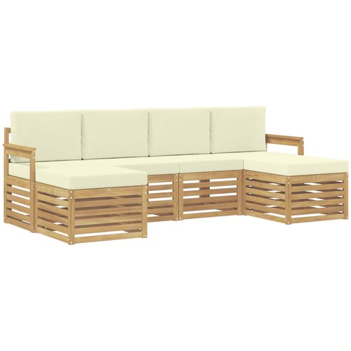  Set vanjskih sofa 6 pcs Bijela i krem 249 x 122,5 x 73 cm Slike