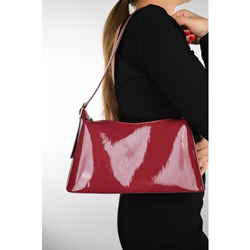 LuviShoes JOSELA Burgundy Patent Leather Women's Handbag Cene