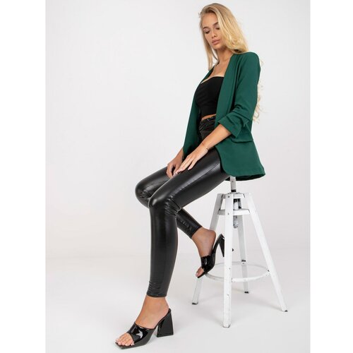 Fashion Hunters Dark green elegant jacket with ruffles from Adela Slike